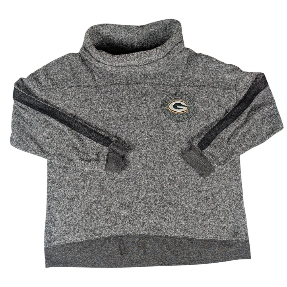 NFL Team Apparel Green Bay Packers Cowl Neck Fleece Pullover Grey Heather L